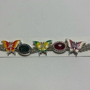 Butterfly and Rhinestone Bracelet 7.25” to 8”